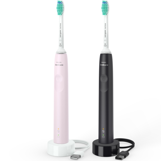 Philips Elektrisk tannbørste 2x svart/rosa HX3675/15