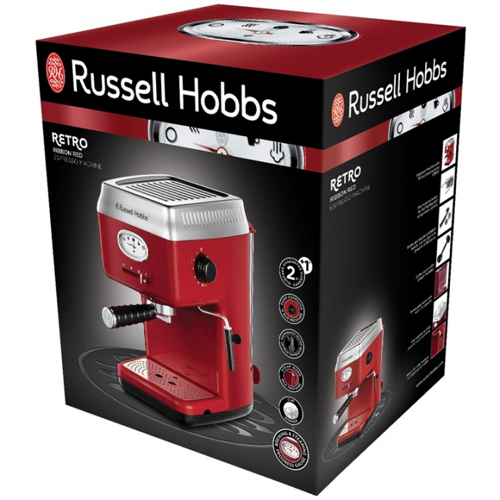 Russell Hobbs Espressomaskin 28250-56 Retro i gruppen HJEM, HUS OG HAGE / Husholdningsapparater / Kaffe og espresso / Espressomaskiner hos TP E-commerce Nordic AB (38-46021)