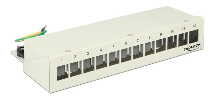 DeLOCK patch panel, 12 ports, for keystone modules, shielded, gray i gruppen Datautstyr / Nettverk / Switcher hos TP E-commerce Nordic AB (38-52947)