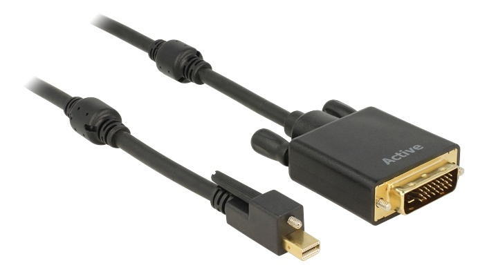 DeLOCK miniDP - DVI-D 24+1 kabel, 1m, Ultra HD, skrue, 1m i gruppen Datautstyr / Kabler og adaptere / DVI / Kabler hos TP E-commerce Nordic AB (38-53055)