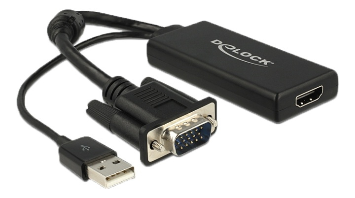 Delock VGA to HDMI Adapter with Audio black i gruppen Datautstyr / Kabler og adaptere / VGA / Adaptere hos TP E-commerce Nordic AB (38-61533)