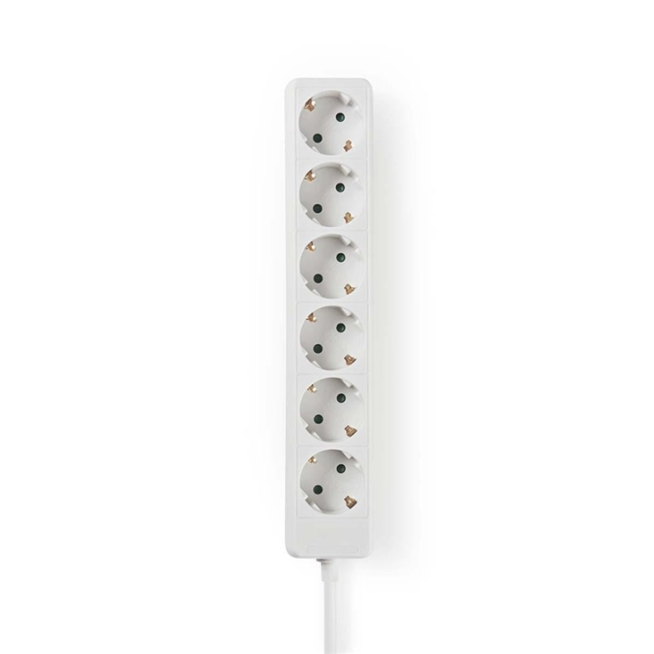 Nedis Extension Socket | Jordet kontakt / Type F (CEE 7/7) | 6-veis | 3.00 m | 3680 W | 16 A | Type av jording: Sidekontakter | 230 V AC 50/60 Hz | Uttaksvinkel: 45 ° | H05VV-F 3G1.5mm² | Hvit i gruppen HJEM, HUS OG HAGE / El og belysning / Grenuttak hos TP E-commerce Nordic AB (38-73046)