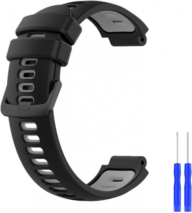 Silikonband till Garmin Forerunner 220/230/235/620/630/735XT, Grå/svart i gruppen SPORT, FRITID & HOBBY / Smartwatch og Aktivitetsmålere / Tilbehør hos TP E-commerce Nordic AB (38-84365)