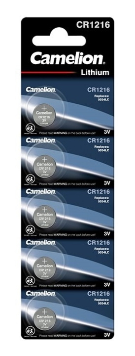 Camelion CR1216/3V, knappcellebatteri, litium, 5-pk i gruppen Elektronikk / Batterier & Ladere / Batterier / knappcelle hos TP E-commerce Nordic AB (38-92000)