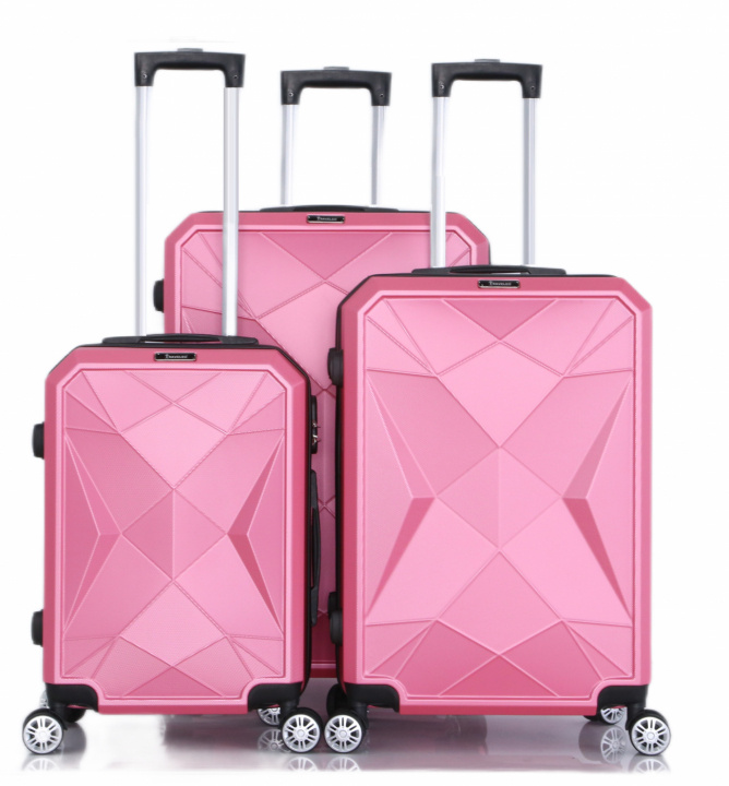 Travel bag set with three bags in high quality hard shell - Pink i gruppen SPORT, FRITID & HOBBY / Reise / Kofferter hos TP E-commerce Nordic AB (38-94727)