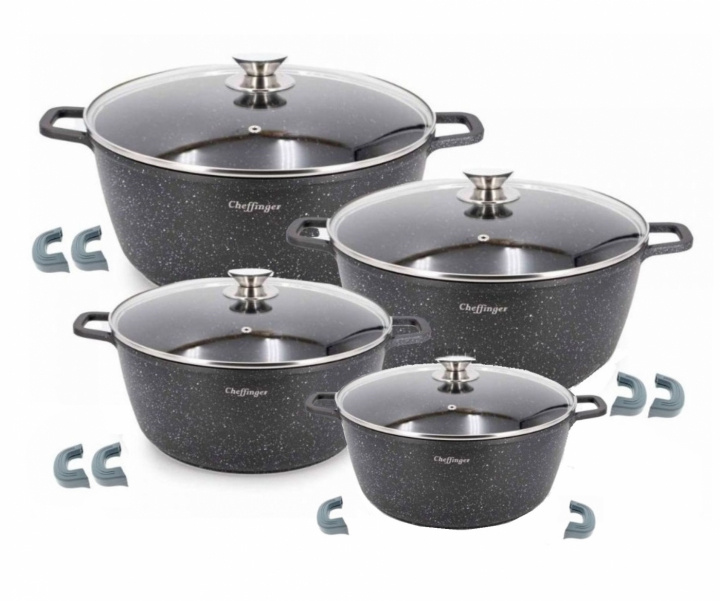 8-piece casserole set, Induction, Non-stick, Stainless steel i gruppen HJEM, HUS OG HAGE / Kjøkkenutstyr / Gryter og kjeler hos TP E-commerce Nordic AB (38-94732)