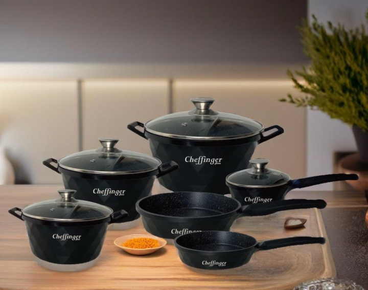 12-piece casserole set, induction, non-stick, marble coating i gruppen HJEM, HUS OG HAGE / Kjøkkenutstyr / Gryter og kjeler hos TP E-commerce Nordic AB (38-94735)