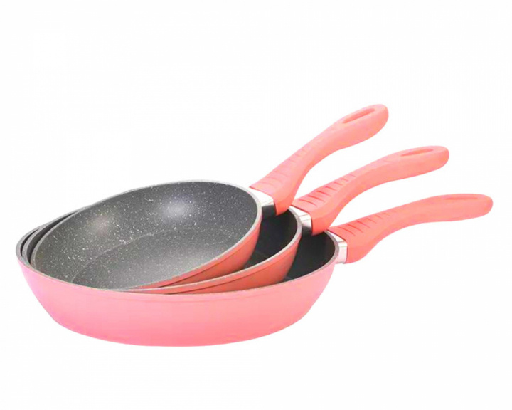 3-piece frying pan set, induction, scratch-free frying pan, non-stick, marble, pink i gruppen HJEM, HUS OG HAGE / Kjøkkenutstyr / Stekepanner hos TP E-commerce Nordic AB (38-94737)