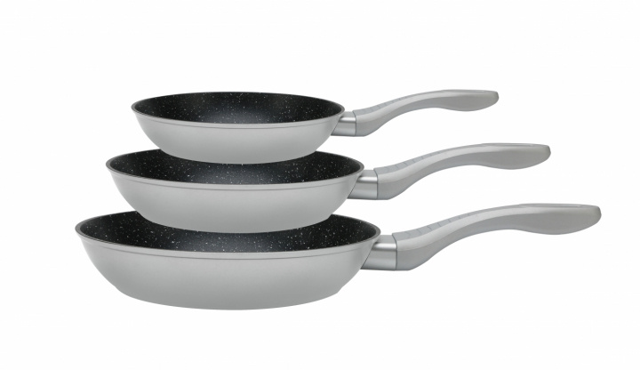 3-piece frying pan set, induction, scratch-free frying pan, non-stick, marble, silver i gruppen HJEM, HUS OG HAGE / Kjøkkenutstyr / Stekepanner hos TP E-commerce Nordic AB (38-94738)