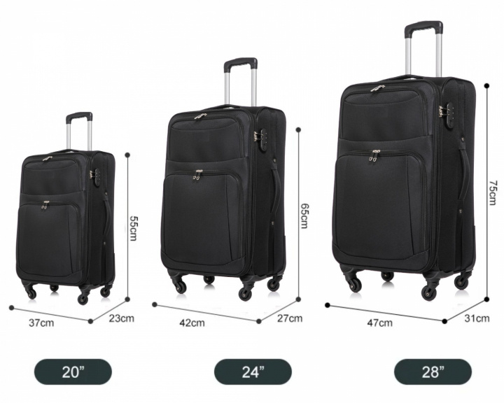 Suitcase set of 3, fabric, expandable i gruppen SPORT, FRITID & HOBBY / Reise / Kofferter hos TP E-commerce Nordic AB (38-94739)