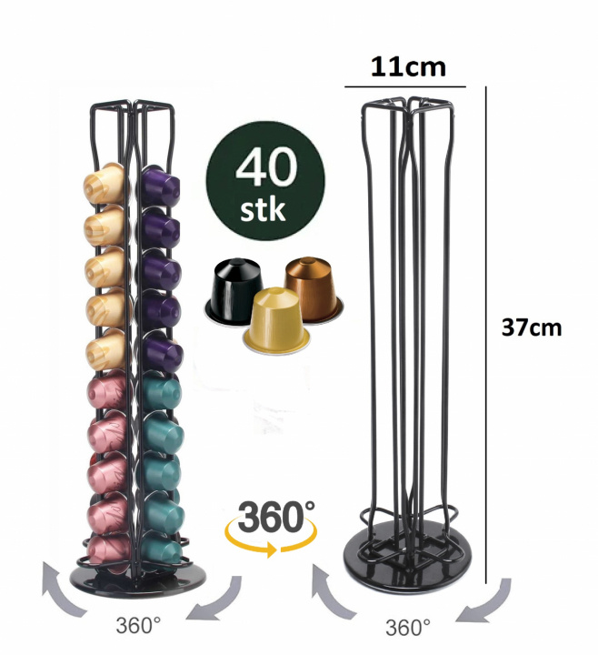 Coffee capsule rack - rotatable, 40 capsules - Nespresso i gruppen HJEM, HUS OG HAGE / Husholdningsapparater / Kaffe og espresso / Kaffekapsler hos TP E-commerce Nordic AB (38-94747)