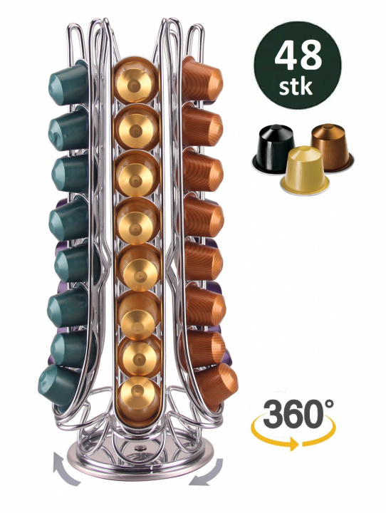 Coffee capsule rack - rotatable, 48 capsules - Nespresso i gruppen HJEM, HUS OG HAGE / Husholdningsapparater / Kaffe og espresso / Kaffekapsler hos TP E-commerce Nordic AB (38-94748)