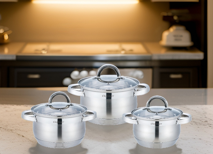 6-piece stainless steel pan set, Induction pan set, Stainless steel lid i gruppen HJEM, HUS OG HAGE / Kjøkkenutstyr / Gryter og kjeler hos TP E-commerce Nordic AB (38-94751)