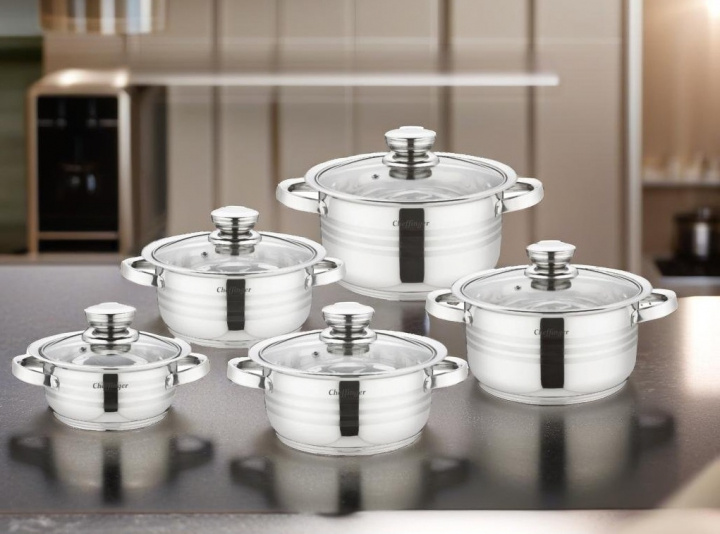 10-piece stainless steel casserole set, Induction saucepan, Stainless steel lid i gruppen HJEM, HUS OG HAGE / Kjøkkenutstyr / Gryter og kjeler hos TP E-commerce Nordic AB (38-94752)