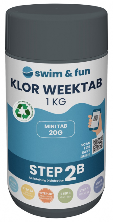 Klor Week Tab 20 gr 1 kg i gruppen HJEM, HUS OG HAGE / Hageprodukter / Basseng og tilbehør / Bassengkemikalier hos TP E-commerce Nordic AB (38-95649)