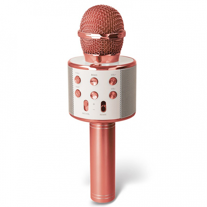 Forever BMS-300 Lite - Bluetooth microphone with speaker BMS-300 rose gold i gruppen Elektronikk / Lyd & Bilde / Håndholdte mikrofoner hos TP E-commerce Nordic AB (38-97632)