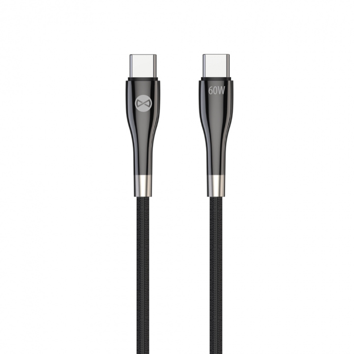 Forever Sleek cable USB-C - USB-C 1,0 m 60W black i gruppen Datautstyr / Kabler og adaptere / USB / USB-C hos TP E-commerce Nordic AB (38-97655)