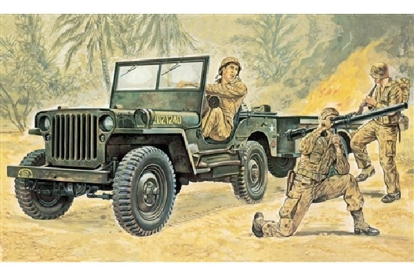 Italeri 1:35 Willys MB Jeep with Trailer i gruppen SPORT, FRITID & HOBBY / Hobby / Plastmodeller / Militære kjøretøy (land) hos TP E-commerce Nordic AB (A07059)