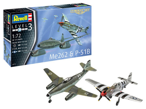 Revell 1:72 Model Set Combat Set Me262 & P-51B i gruppen SPORT, FRITID & HOBBY / Hobby / Plastmodeller / Startsett/Gavesett hos TP E-commerce Nordic AB (A08041)