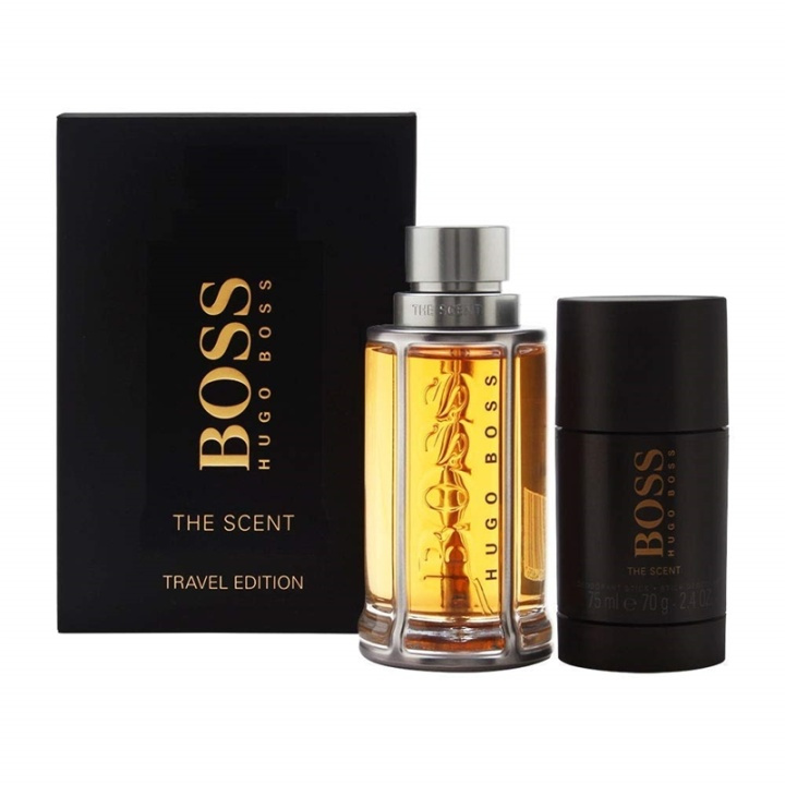 Giftset Hugo Boss The Scent Travel Edition Edt 100ml + Deo 75ml i gruppen HELSE OG SKJØNNHET / Duft og parfyme / Parfyme / Parfymebokser hos TP E-commerce Nordic AB (A10992)