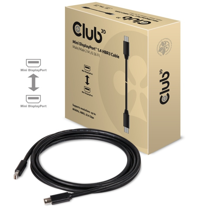 CLUB3D Mini DisplayPort 1.4-kabel HBR3 8K60Hz hann / hann 2 mtr. / 6.56 Ft. i gruppen Datautstyr / Kabler og adaptere / DisplayPort / Kabler hos TP E-commerce Nordic AB (A14573)