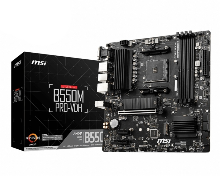 MSI B550M PRO-VDH moderkort AMD B550 Uttag AM4 micro ATX i gruppen Datautstyr / PC-Komponenter / Hovedkort hos TP E-commerce Nordic AB (A15181)