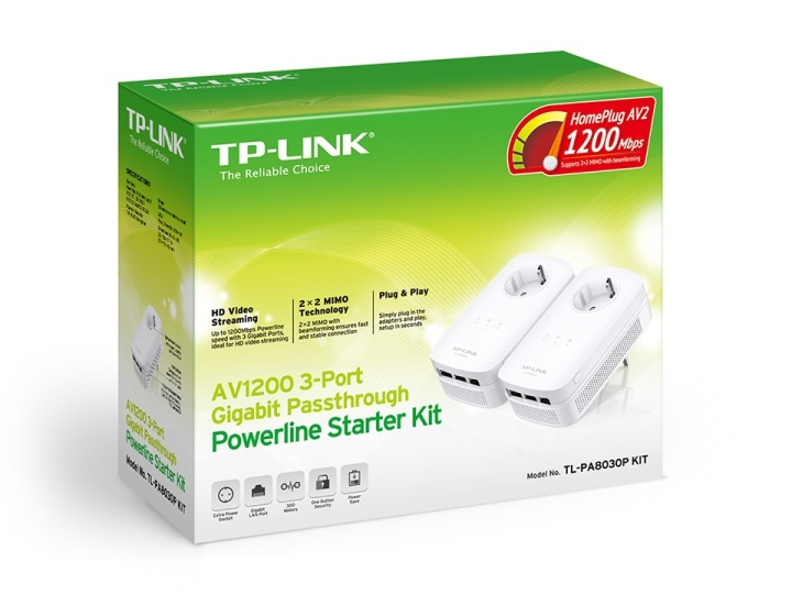 TP-LINK TL-PA8030PKIT 1200 Mbit/s Nätverksansluten (Ethernet) Vit 2 styck i gruppen Datautstyr / Nettverk / Homeplug/Powerline hos TP E-commerce Nordic AB (A15348)