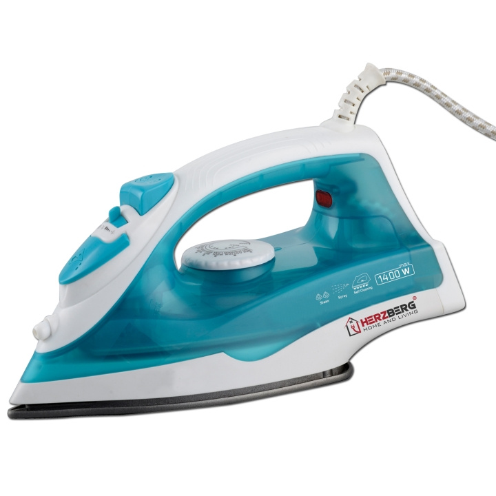 Herzberg HG-8038 1400W Steam Iron - Turquoise i gruppen HJEM, HUS OG HAGE / Omsorg for klær (Finns inte riktigt något norskt ord för detta...) / Strykejern hos TP E-commerce Nordic AB (A19914)