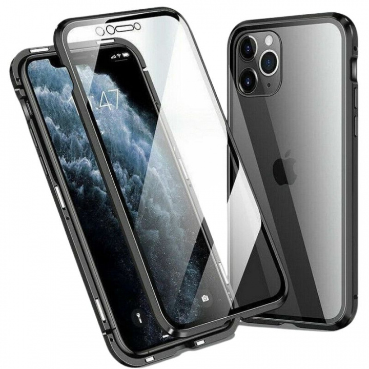 Gjennomsiktig Iphone 12 Pro Max magnetisk glassdeksel, Svart i gruppen SMARTTELEFON & NETTBRETT / Mobilbeskyttelse / Apple / iPhone 12 Pro hos TP E-commerce Nordic AB (A20891)