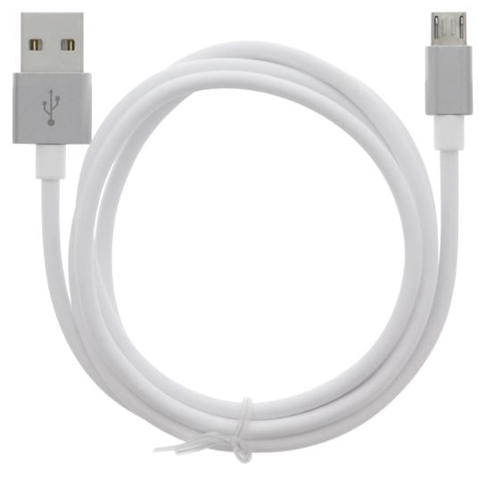 Kabel USB-A - MicroUSB 2,4A, 1 m, hvit i gruppen SMARTTELEFON & NETTBRETT / Ladere og Kabler / Kabler / Kabler microUSB hos TP E-commerce Nordic AB (A22406)