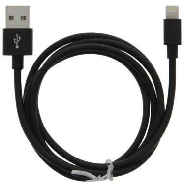 Kabel USB-A - Lightning 2,4A, 1 m, svart i gruppen SMARTTELEFON & NETTBRETT / Ladere og Kabler / Kabler / Kabler Lightning hos TP E-commerce Nordic AB (A22407)