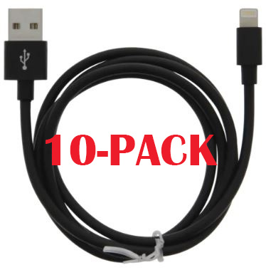 10-PACK Kabel USB-A - Lightning 2,4A, 1 m, svart i gruppen SMARTTELEFON & NETTBRETT / Ladere og Kabler / Kabler / Kabler Lightning hos TP E-commerce Nordic AB (A22407PKT10)