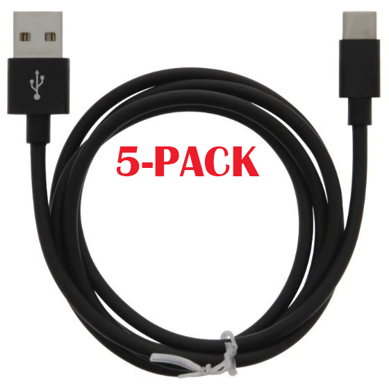 5-PACK kabel USB-A - USB-C 2,4A, 1 m, svart i gruppen SMARTTELEFON & NETTBRETT / Ladere og Kabler / Kabler / Kabler type C hos TP E-commerce Nordic AB (A22408PKT5)