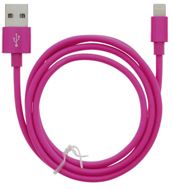 Kabel USB-A - Lightning 2,4A, 1 m, rosa i gruppen SMARTTELEFON & NETTBRETT / Ladere og Kabler / Kabler / Kabler Lightning hos TP E-commerce Nordic AB (A22410)