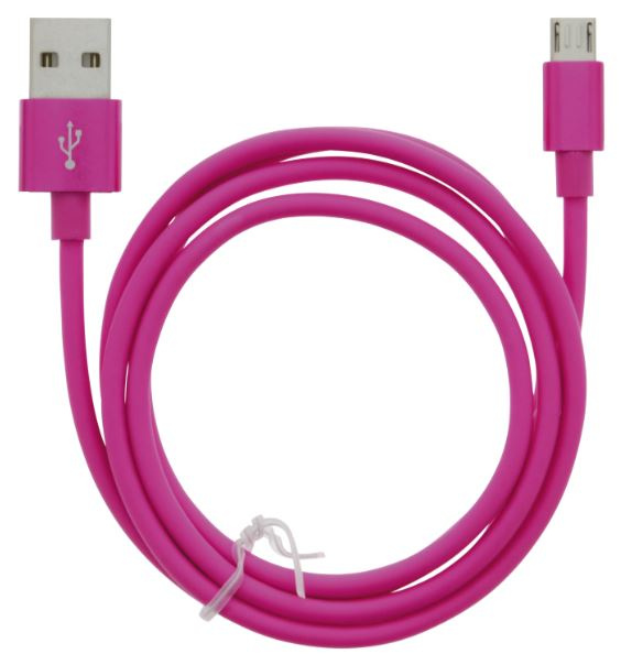 Kabel USB-A - MicroUSB 2,4A, 1 m, rosa i gruppen SMARTTELEFON & NETTBRETT / Ladere og Kabler / Kabler / Kabler microUSB hos TP E-commerce Nordic AB (A22412)