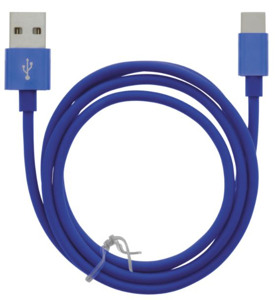 Kabel USB-A - USB-C 2,4A, 1 m, blå i gruppen SMARTTELEFON & NETTBRETT / Ladere og Kabler / Kabler / Kabler type C hos TP E-commerce Nordic AB (A22414)