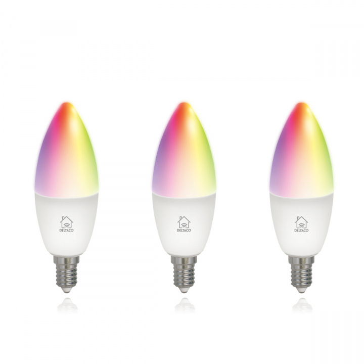 Deltaco SH-LE14RGB-3P Smart Bulbs E14, 5W, 2700K-6500K, 3-pack i gruppen HJEM, HUS OG HAGE / Smarthus / Smart belysning hos TP E-commerce Nordic AB (A22601)