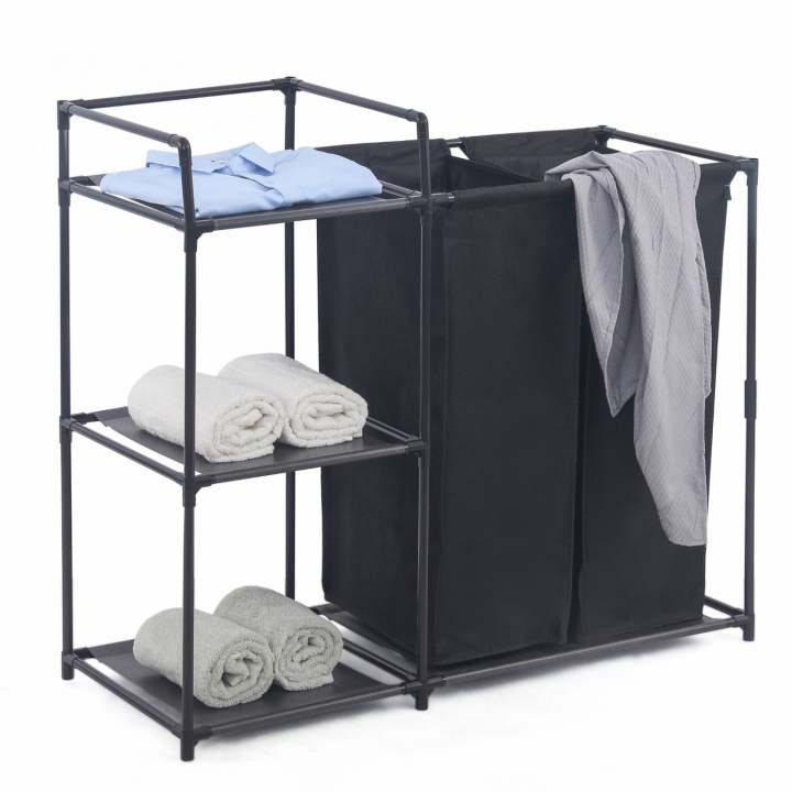 Herzberg HG-04531: 2 Detachable Bag Laundry Sorter with 3-Tier Storage Shelf i gruppen HJEM, HUS OG HAGE / Rengjøringsprodukter / Vaskerom hos TP E-commerce Nordic AB (A22607)