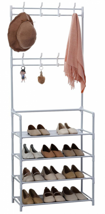 Herzberg Segmented Hallstand Clothes Hanger with 4 Shelves Shoe Rack - 60x155cm i gruppen HJEM, HUS OG HAGE / Innredning / Oppbevaring hos TP E-commerce Nordic AB (A22611)