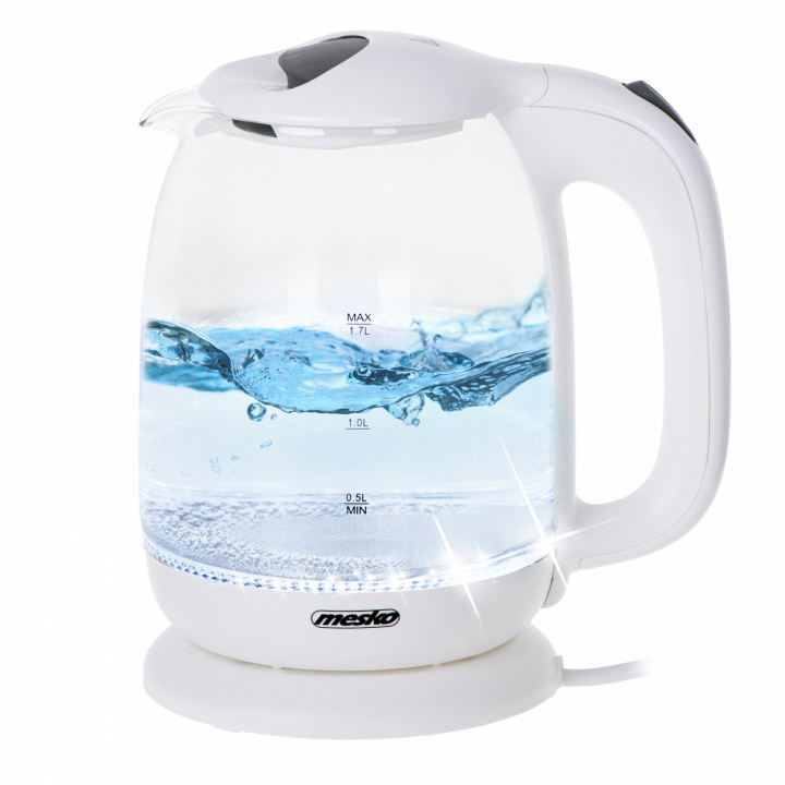 Mesko MS 1302 Kettle glass 1,7 L, White i gruppen HJEM, HUS OG HAGE / Husholdningsapparater / Vann og juice / Vannkokere hos TP E-commerce Nordic AB (A22660)