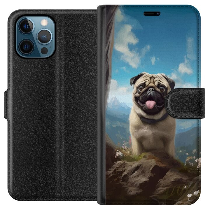 Lommeboketui til Apple iPhone 12 Pro med Glad Hund motiv i gruppen SMARTTELEFON & NETTBRETT / Mobilbeskyttelse / Apple / iPhone 12 hos TP E-commerce Nordic AB (A50288)