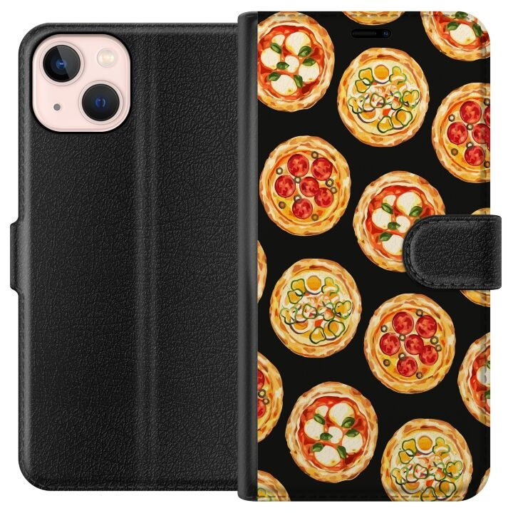 Lommeboketui til Apple iPhone 13 mini med Pizza motiv i gruppen SMARTTELEFON & NETTBRETT / Mobilbeskyttelse / Apple / iPhone 13 Mini hos TP E-commerce Nordic AB (A50445)