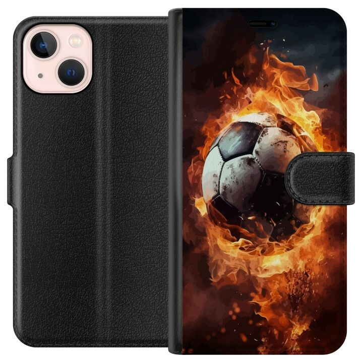 Lommeboketui til Apple iPhone 13 mini med Fotball motiv i gruppen SMARTTELEFON & NETTBRETT / Mobilbeskyttelse / Apple / iPhone 13 Mini hos TP E-commerce Nordic AB (A50453)