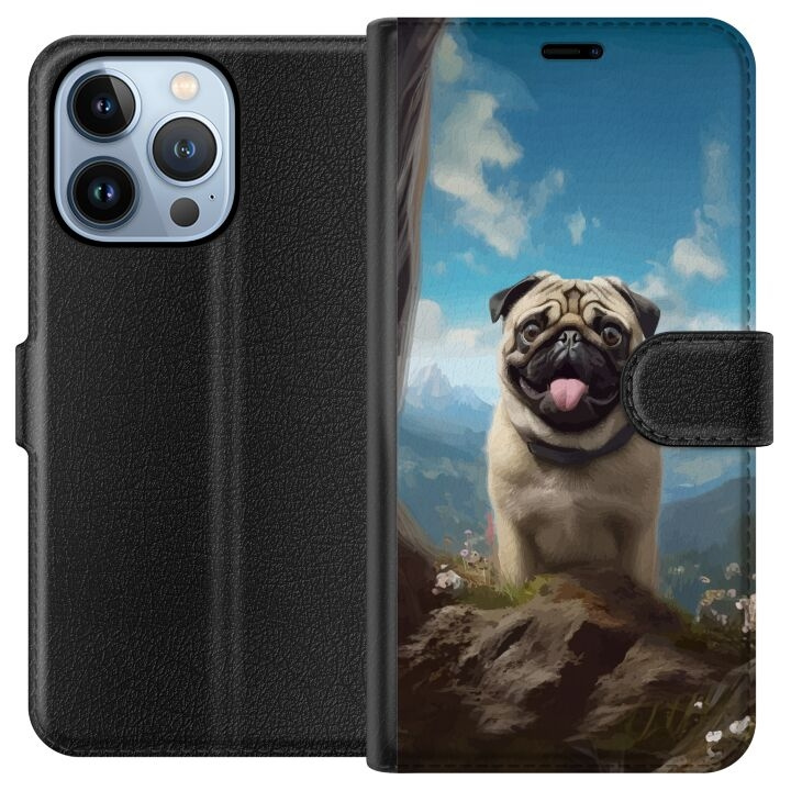 Lommeboketui til Apple iPhone 13 Pro med Glad Hund motiv i gruppen SMARTTELEFON & NETTBRETT / Mobilbeskyttelse / Apple / iPhone 13 Pro hos TP E-commerce Nordic AB (A50504)