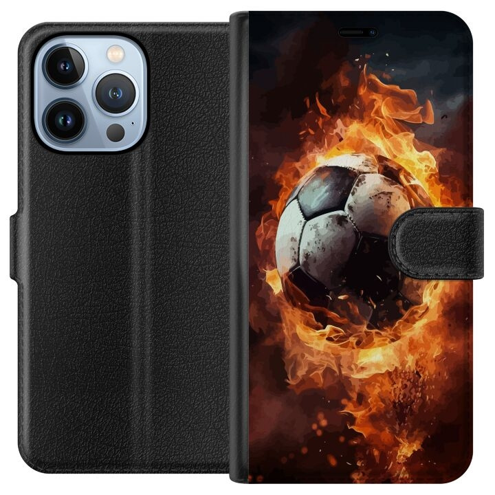 Lommeboketui til Apple iPhone 13 Pro med Fotball motiv i gruppen SMARTTELEFON & NETTBRETT / Mobilbeskyttelse / Apple / iPhone 13 Pro hos TP E-commerce Nordic AB (A50507)