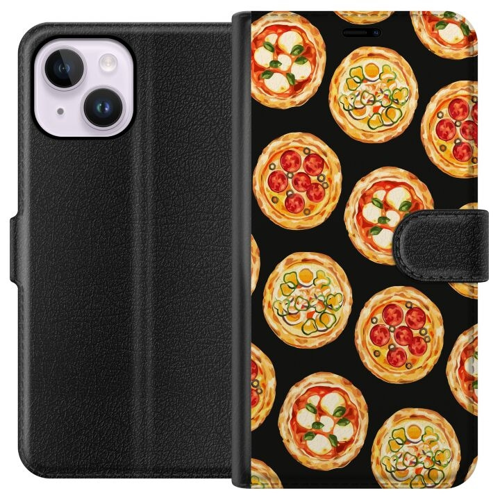 Lommeboketui til Apple iPhone 14 Plus med Pizza motiv i gruppen SMARTTELEFON & NETTBRETT / Mobilbeskyttelse / Apple / iPhone 14 hos TP E-commerce Nordic AB (A50715)