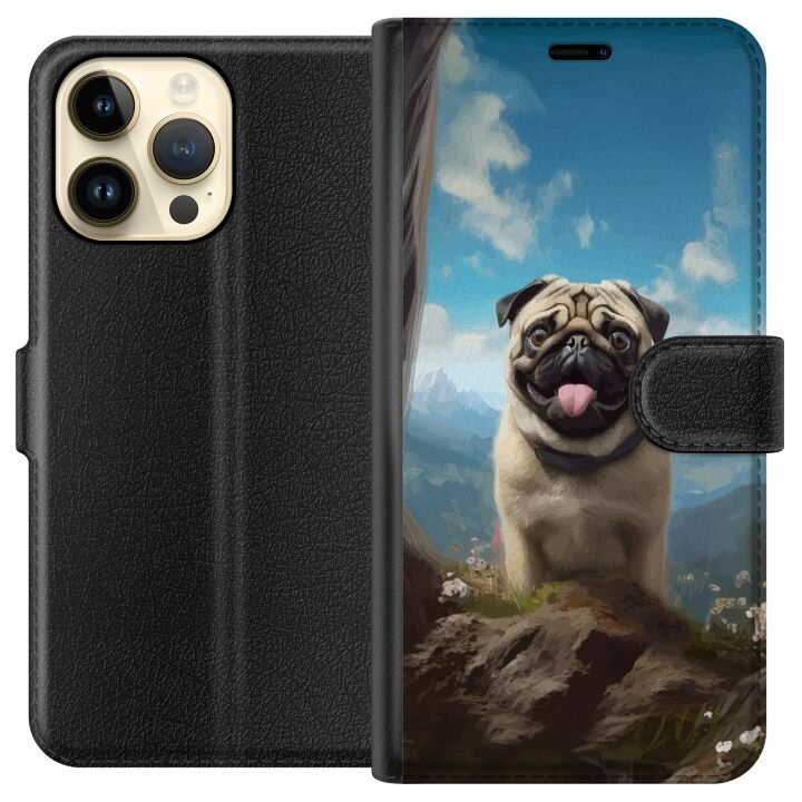 Lommeboketui til Apple iPhone 14 Pro Max med Glad Hund motiv i gruppen SMARTTELEFON & NETTBRETT / Mobilbeskyttelse / Apple / iPhone 14 hos TP E-commerce Nordic AB (A50774)