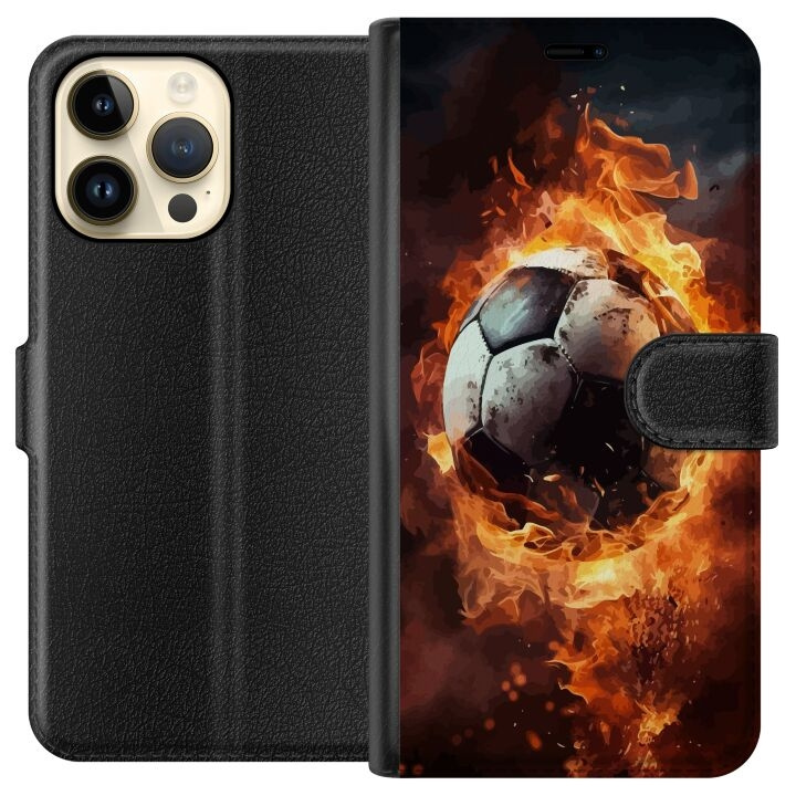 Lommeboketui til Apple iPhone 14 Pro Max med Fotball motiv i gruppen SMARTTELEFON & NETTBRETT / Mobilbeskyttelse / Apple / iPhone 14 hos TP E-commerce Nordic AB (A50777)