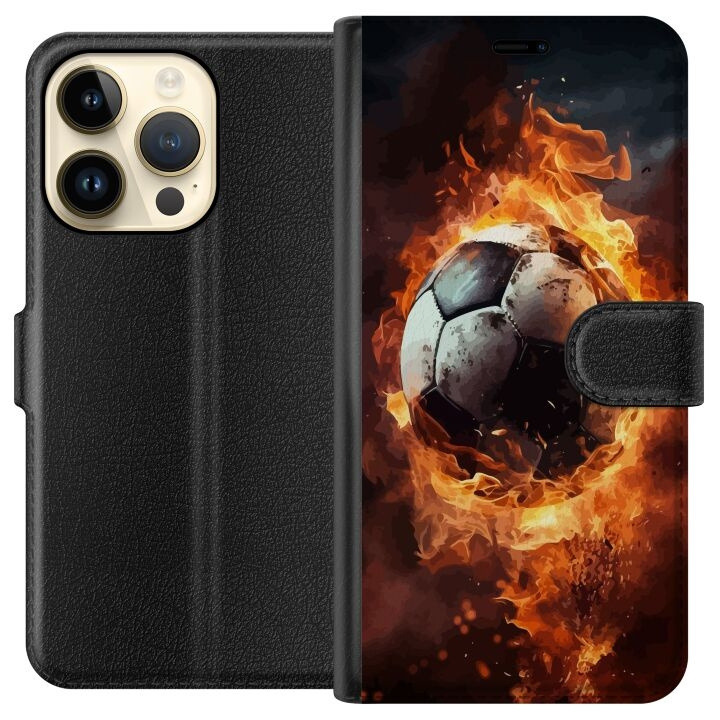 Lommeboketui til Apple iPhone 15 Pro med Fotball motiv i gruppen SMARTTELEFON & NETTBRETT / Mobilbeskyttelse / Apple / iPhone 15 hos TP E-commerce Nordic AB (A50885)