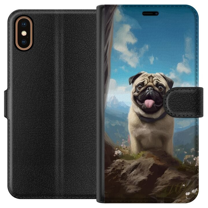 Lommeboketui til Apple iPhone X med Glad Hund motiv i gruppen SMARTTELEFON & NETTBRETT / Mobilbeskyttelse / Apple / iPhone X/XS hos TP E-commerce Nordic AB (A51773)